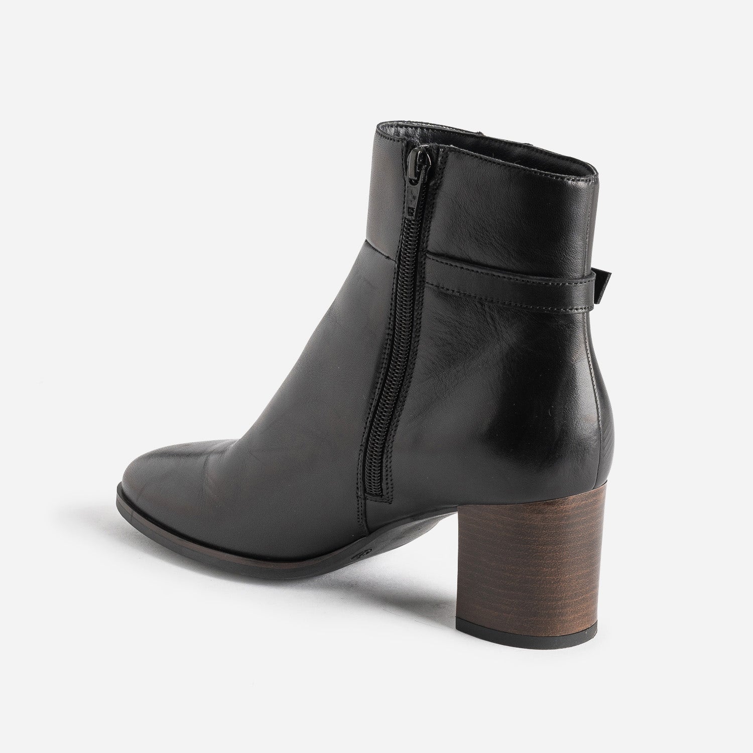 Boots noir éco-conçu en cuir avec bride
