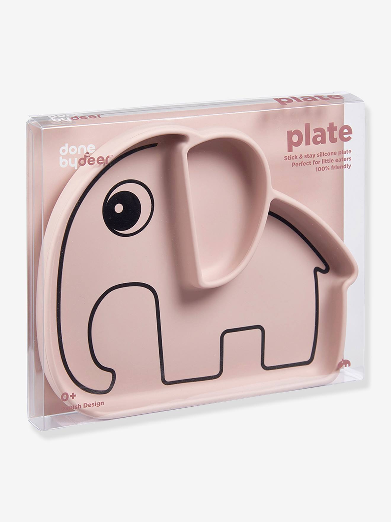 Assiette DONE BY DEER Stick&Stay Elephant en silicone bleu