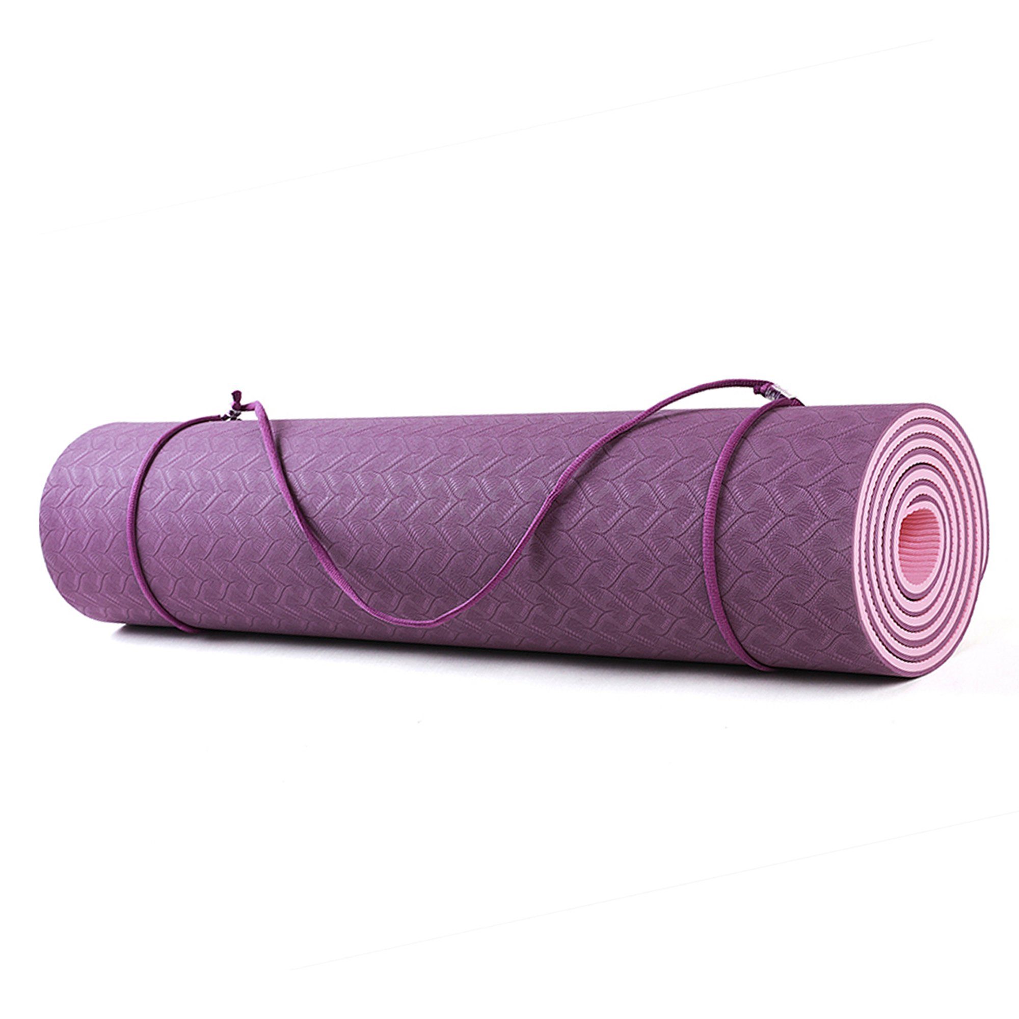 Technofit Yogamatte Yoga Fitnessmatte Bordeaux-lila 183 cm x 61 cm x 0,6 cm, mit robuster Fertigung, standfest