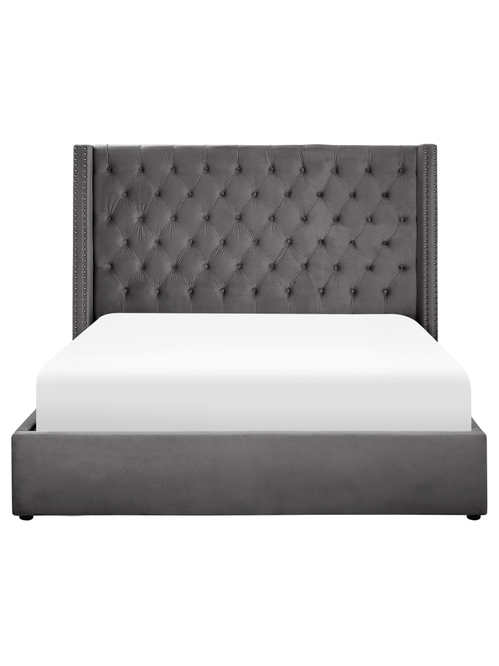 Beliani Doppelbett LUBBON in Grau/Silber - (W) 190 x (H) 144 x (L) 217 cm günstig kaufen onesize