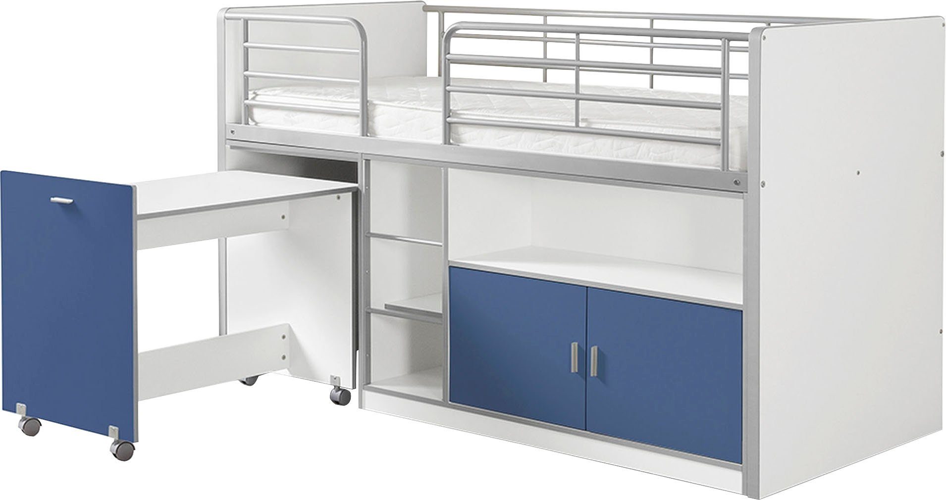 Vipack Hochbett schlafen und arbeiten in einem, Hochbett mit 90x200 cm Liegefläche