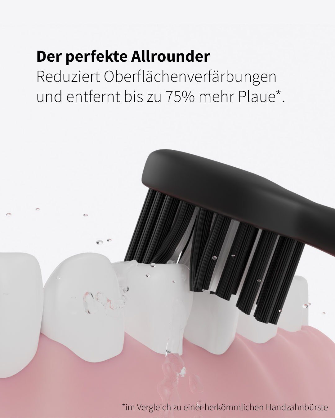 Zahnheld Aufsteckbürsten Basic Medium, 3 Stück Weiß, 3 mittelharte Wechselköpfe (plastikfrei verpackt)