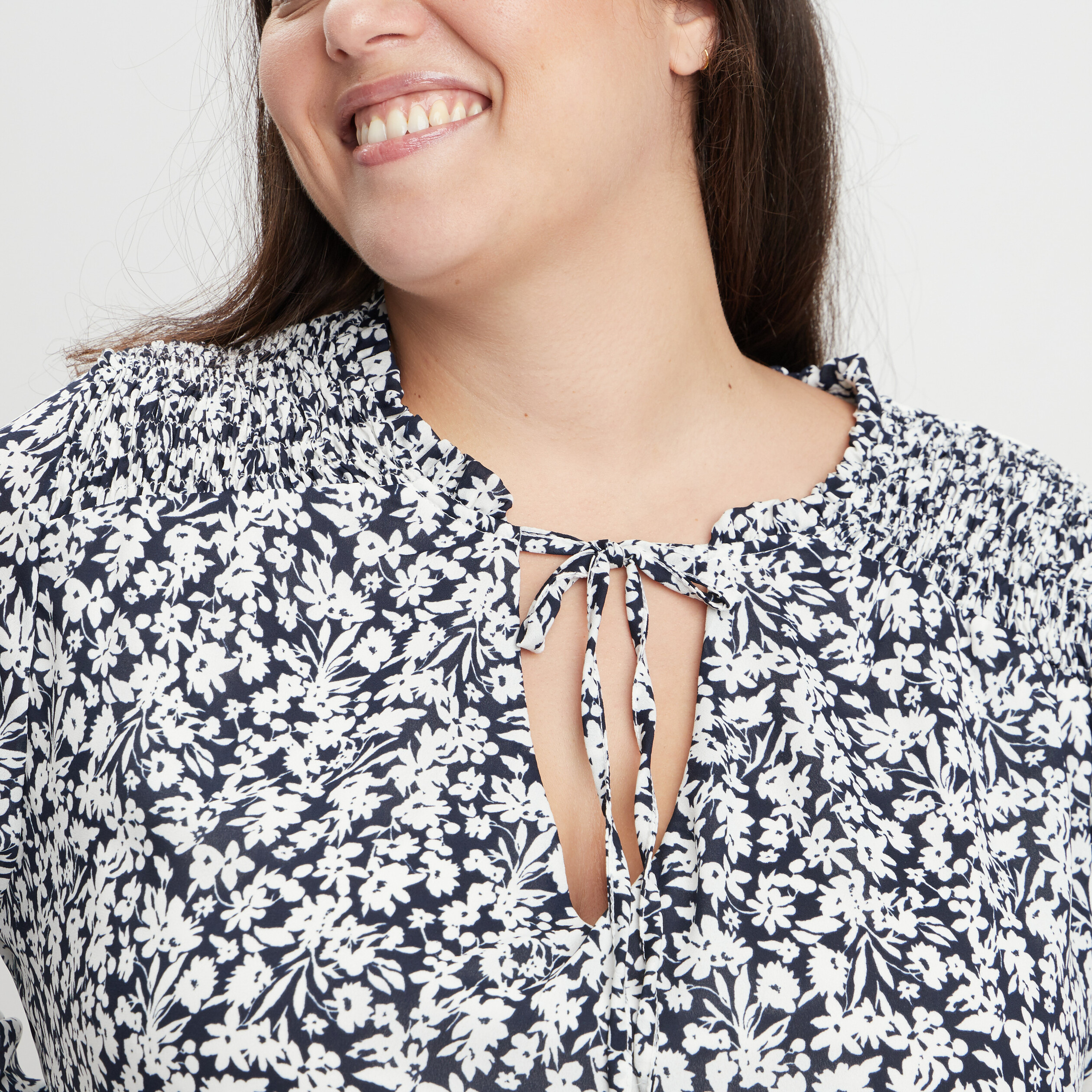 Robe évasée manches 3 4 bleu marine femme grande taille | La Halle