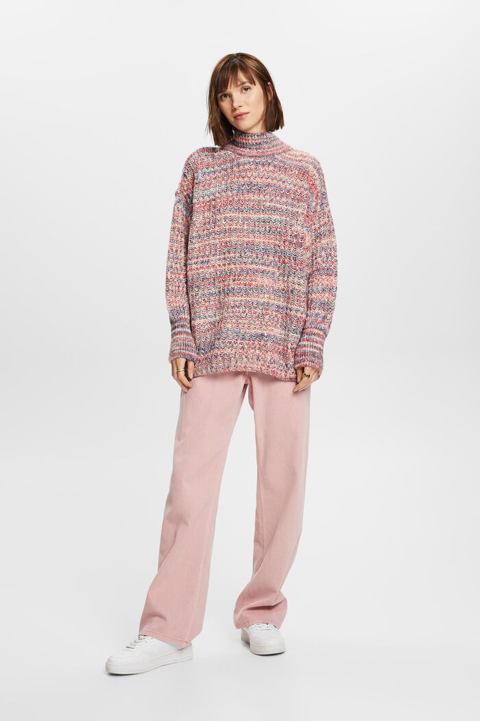 Mehrfarbiger Pullover mit Stehkragen