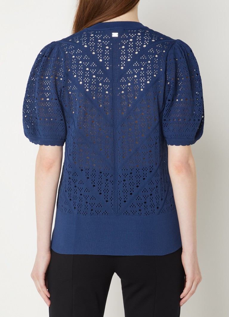 NIKKIE Phadi top with openwork design and puff sleeves