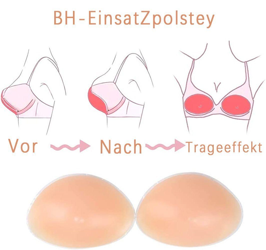 aikidio BH-Einlagen BH-Einsatzpolster 1 Paar Silikon-BH-Einsatz Push-Up-BH-Einsatz