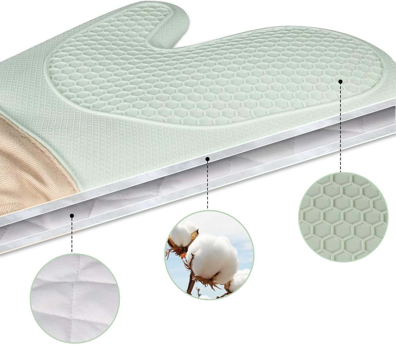 aikidio Topflappen Ofenhandschuhe Backhandschuhe für Kochen Backen Grillen( Mintgrün) , (1-tlg)