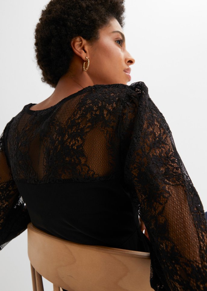 Langarmshirt mit Spitze
