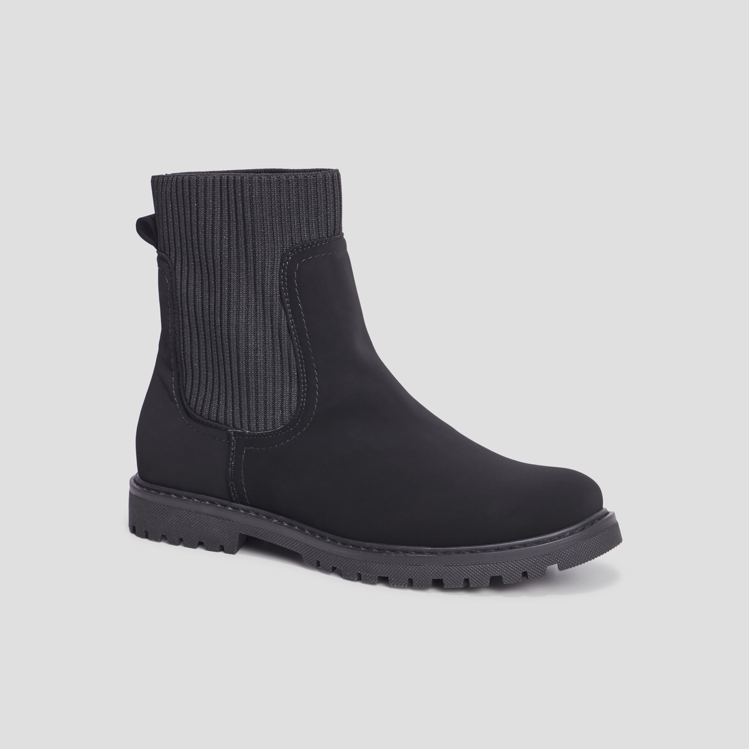 Bottines chaussettes élastiquées noir fille | La Halle