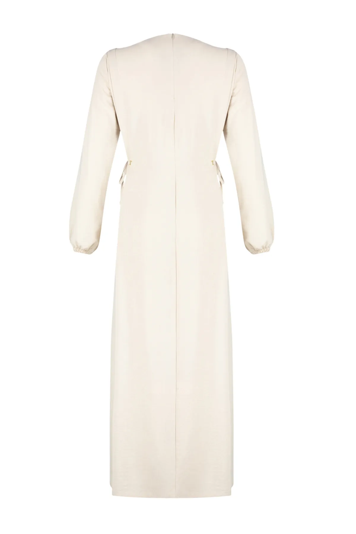 Trendyol Modest  Beigefarbenes Taillenseilband, detailliertes elastisches Aerobin-Webkleid am Ärmelende TCTSS22EB00104