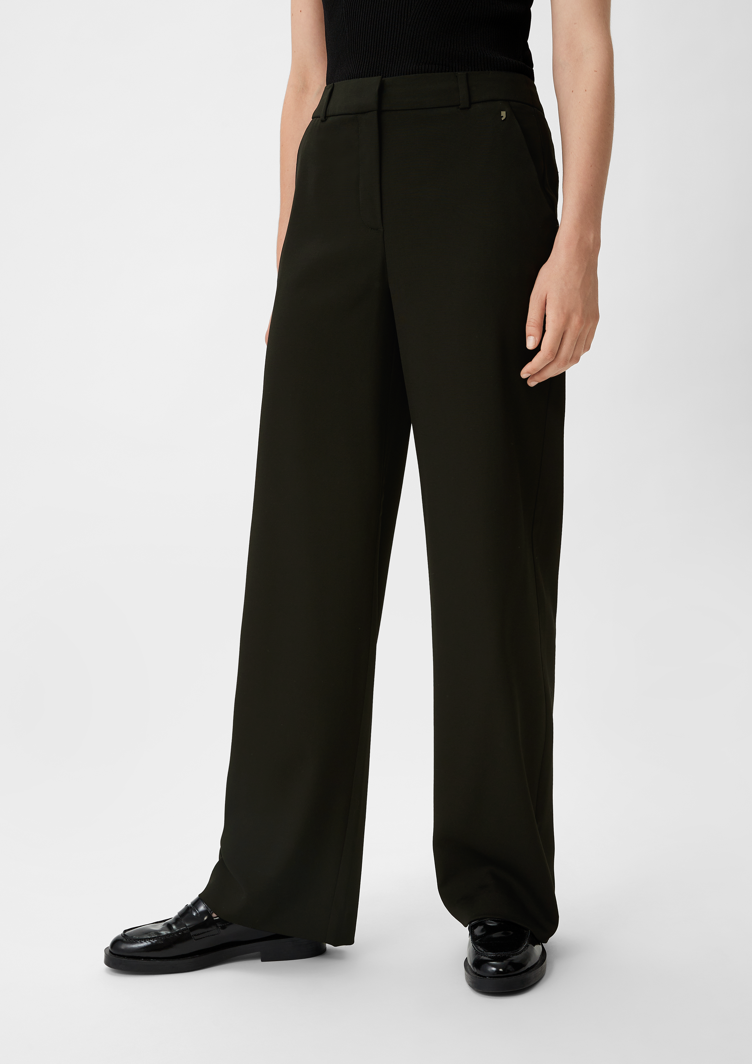 Regular: Stoffhose aus Twill - schwarz