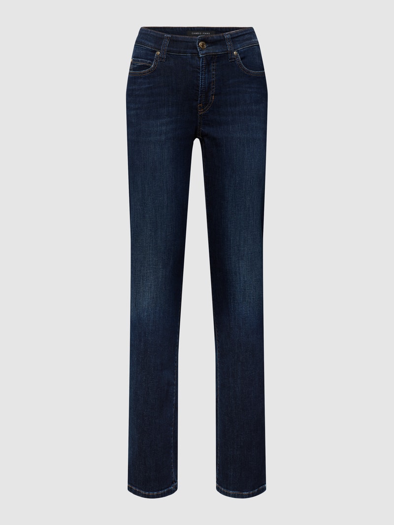Jeans mit Label-Patch Modell 'Paris' in dunkelblau