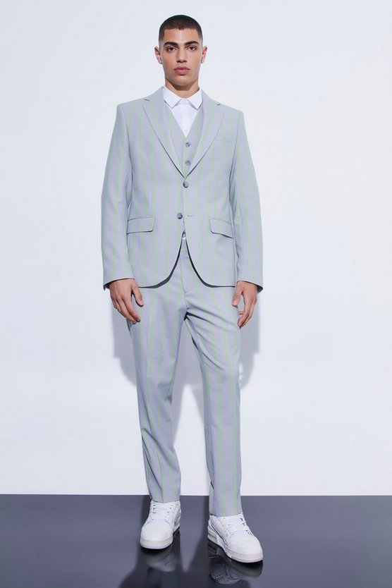 Slim-Fit Anzughose mit breiten Streifen