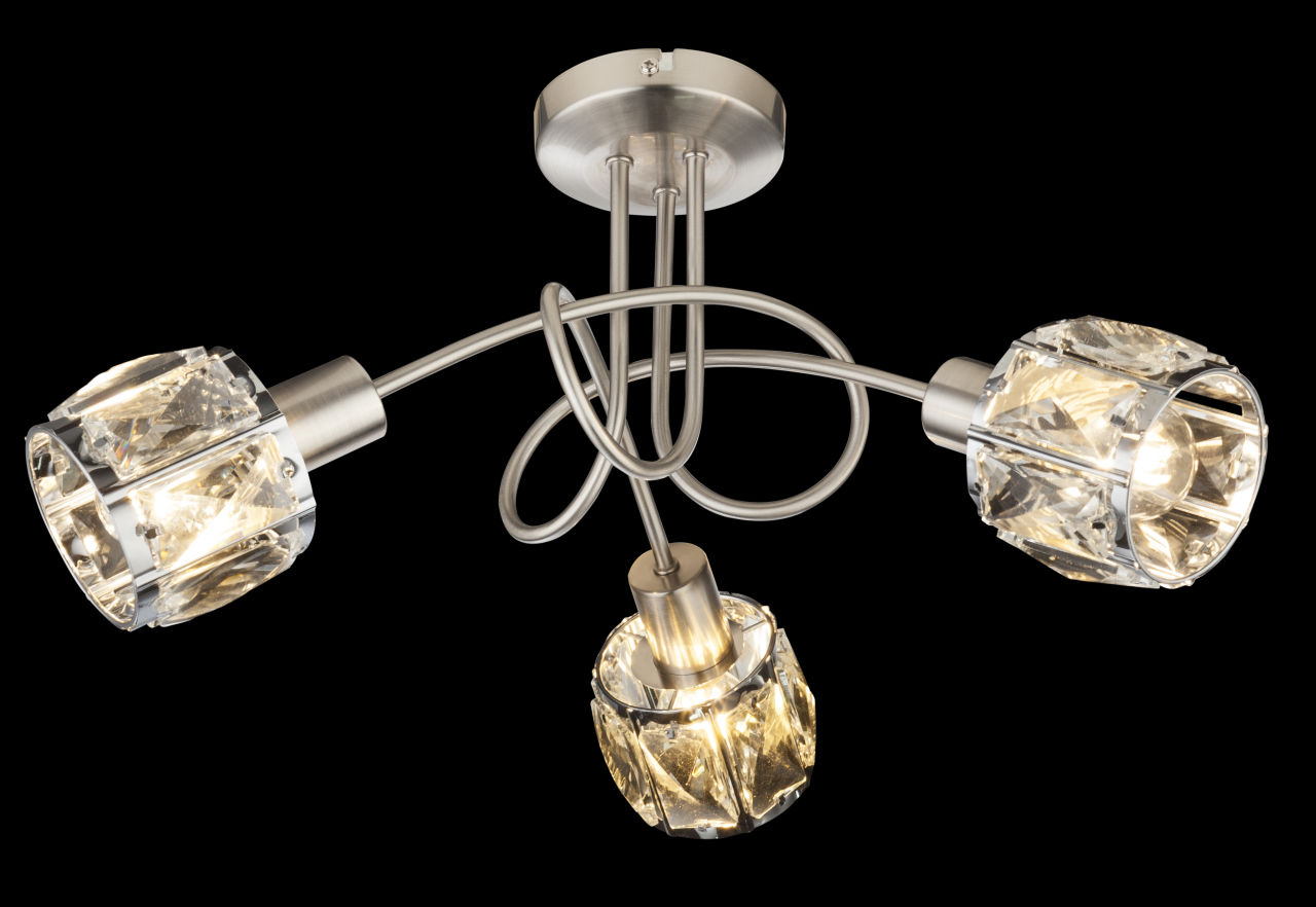 Globo Lighting - KRIS - Deckenleuchte Metall Nickel matt, 3x E14