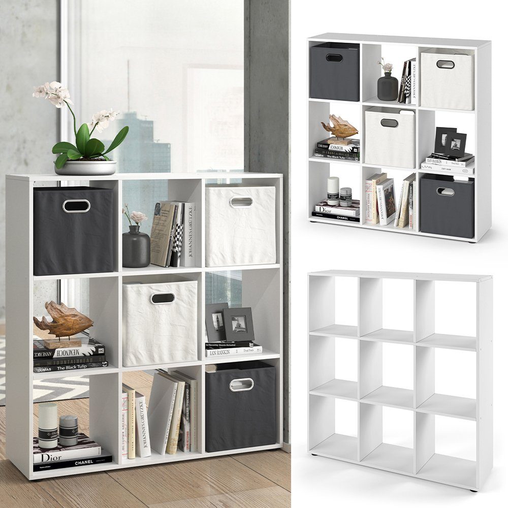 Vicco Raumteiler Würfelregal Standregal NOVE 9 Fächer Weiß