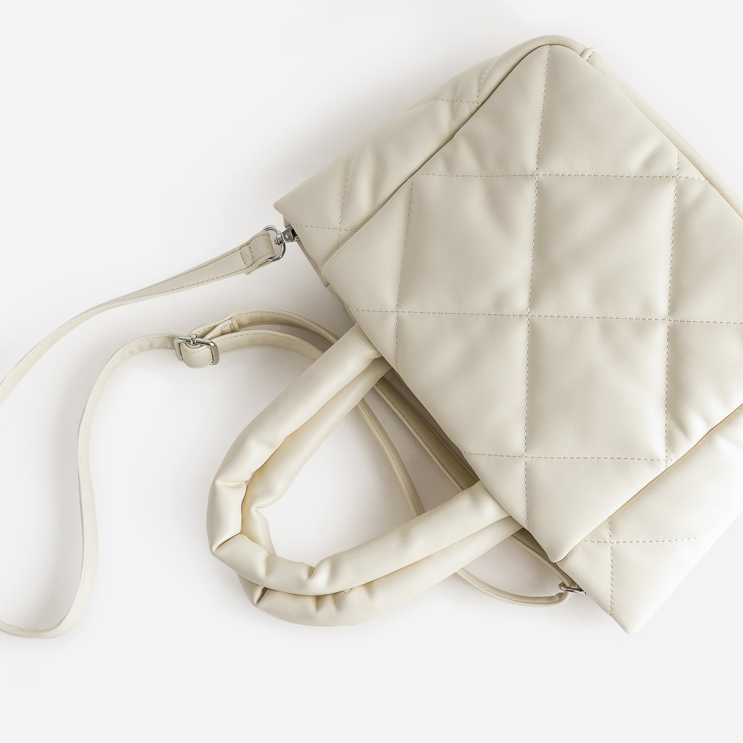 Sac à main TEXTO écru matelassé
