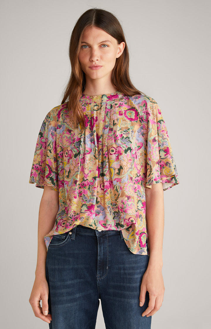Bluse in Beige/Pink gemustert
