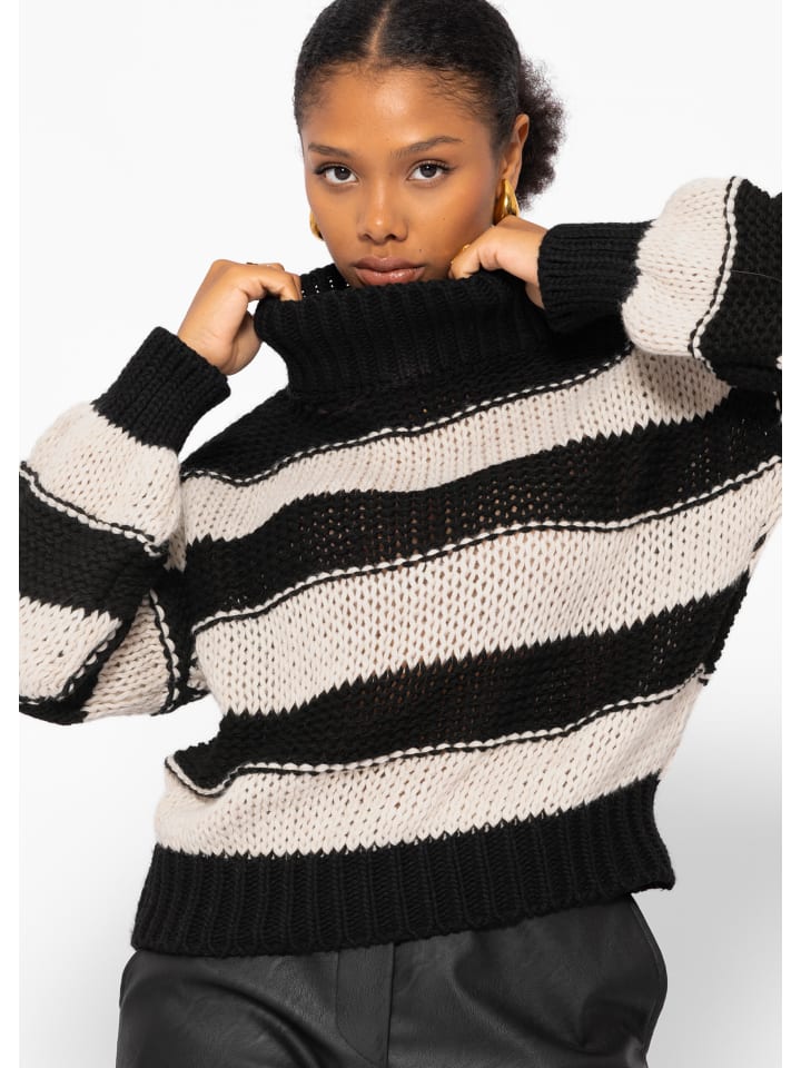 SASSYCLASSY Rollkragenpullover in Schwarz, Beige günstig kaufen