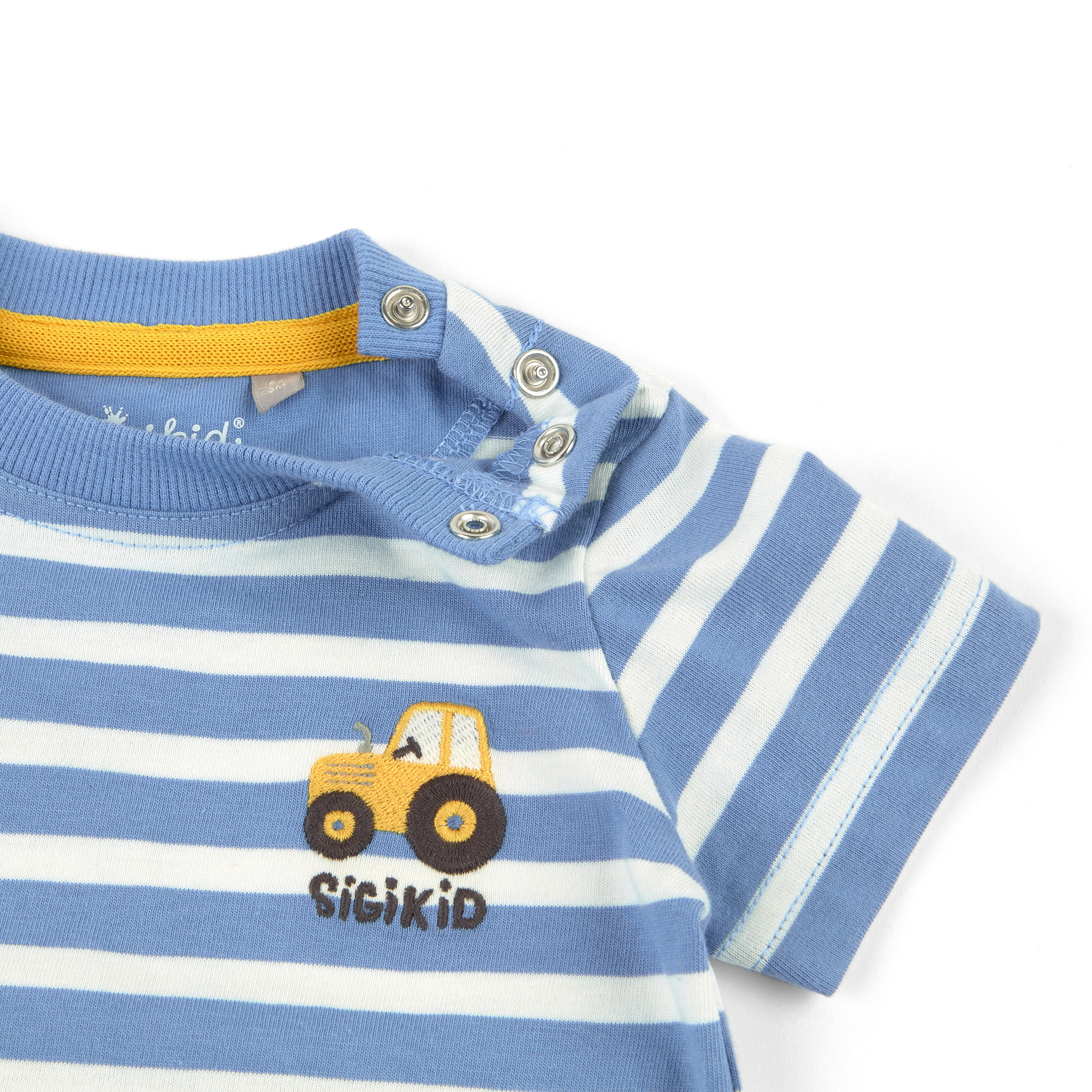 Baby Ringel T-Shirt Traktor, blau-weiß