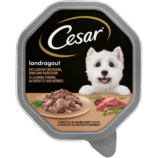 Cesar Landragout mit zartem Truthahn, Rind und Kräutern 150G