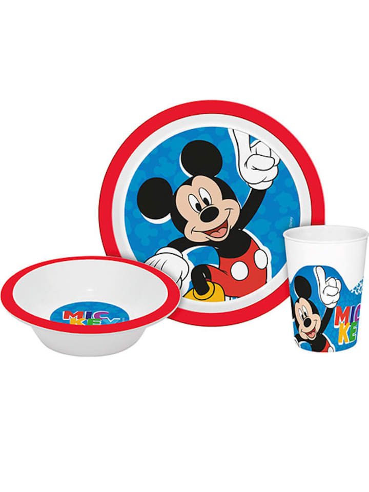 Kids Licensing Disney Mickey Mouse Geschirrset Teller Schüssel Becher 3 Jahre günstig kaufen onesize