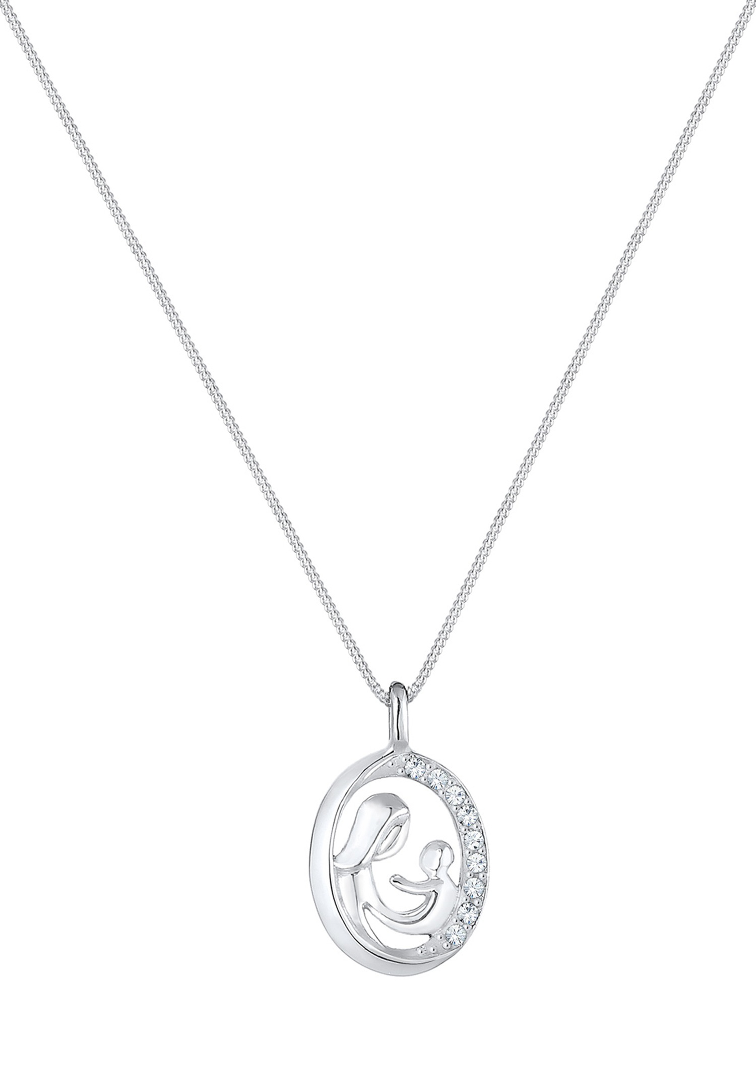 Elli, statuetta nobile raffigurante donna, madre e figli, con cristalli in argento sterling 925.