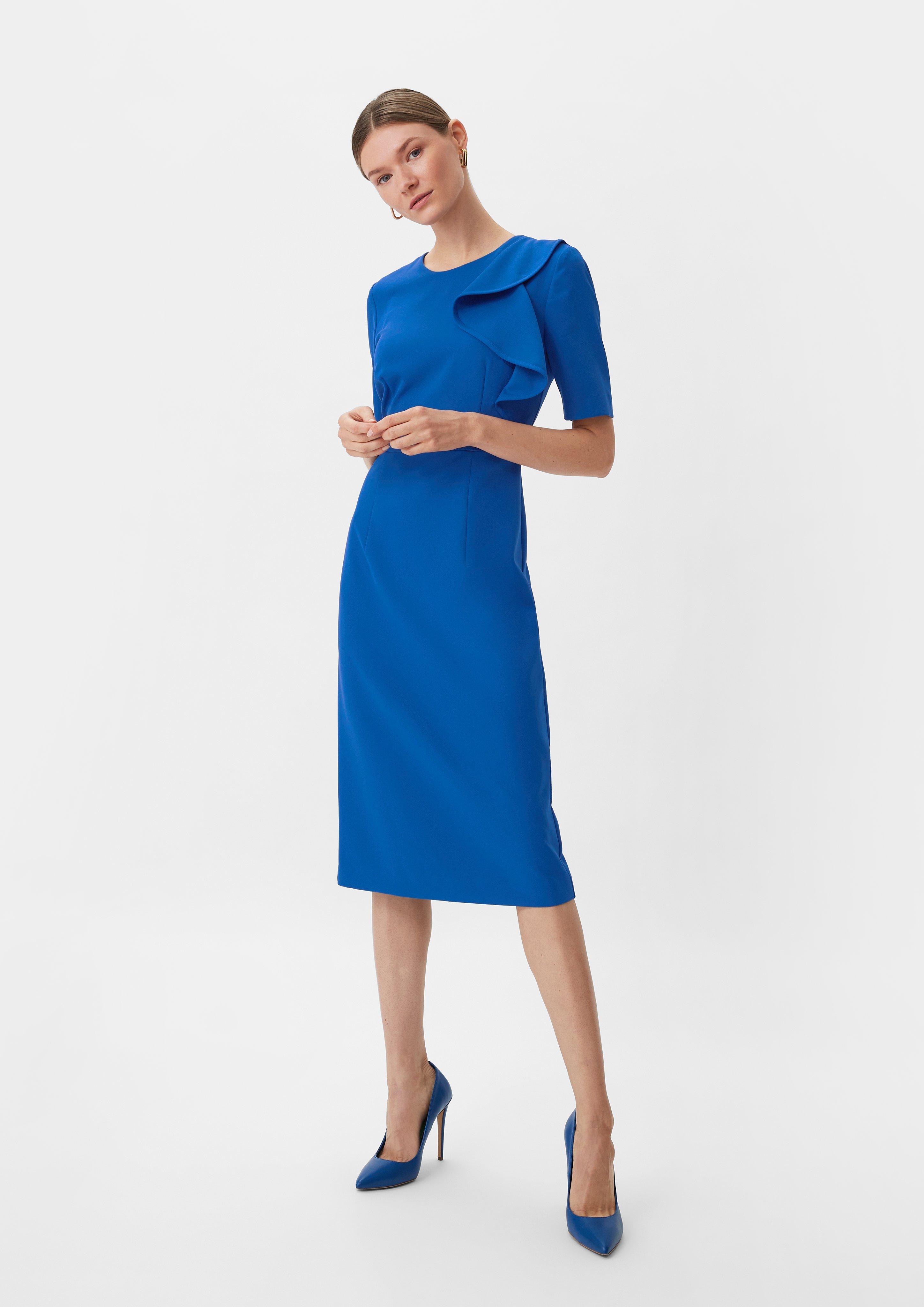 Kleid mit Volant-Detail - royalblau