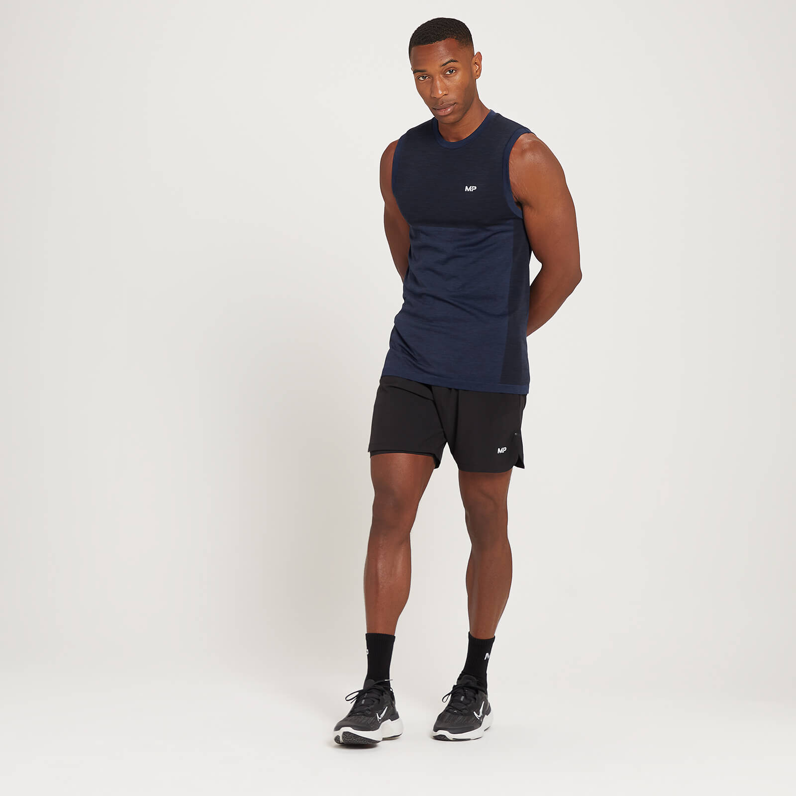 Débardeur sans coutures MP pour hommes – Bleu foncé chiné