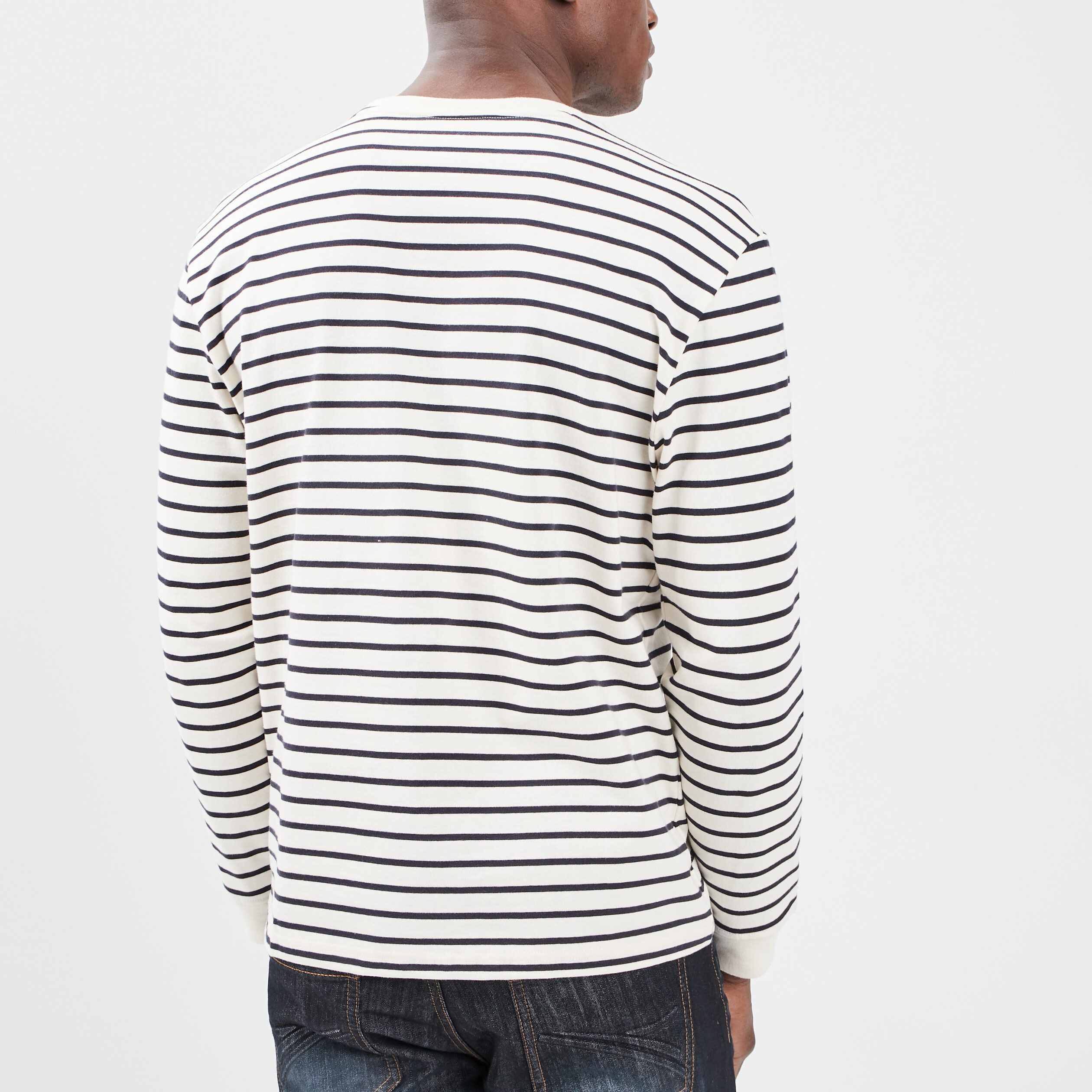 T-shirt manches longues marinière ecru homme | La Halle