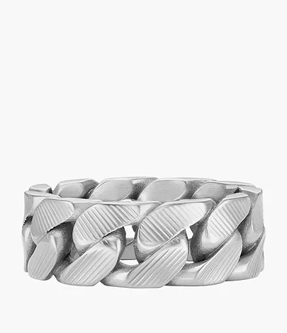 Fossil Ring Harlow Linear Texture Chain Edelstahl