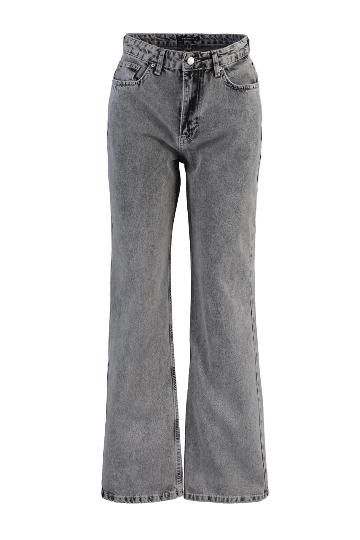 Trendyol Collection  Graue, nachhaltigere Jeans mit hoher Taille und weitem Bein im 90er-Stil TWOAW23JE00388