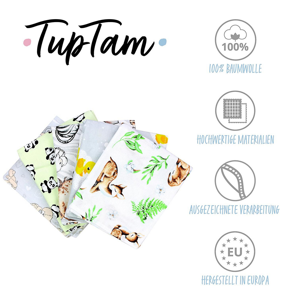 Baby Moltontücher Flanellwindeln 70x80 5er Set für Kinder