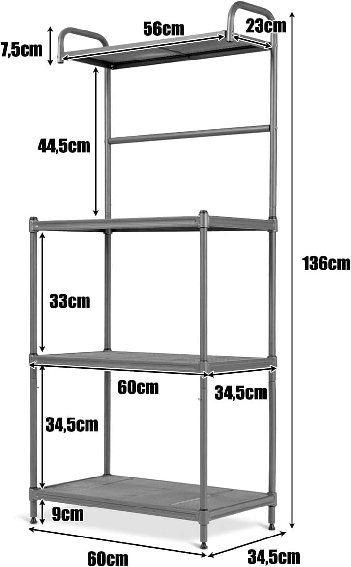 Costway COSTWAY Küchenregal 4-stufig