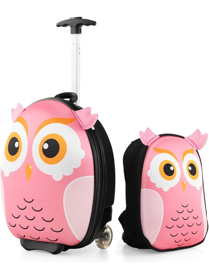 COSTWAY 2 tlg. Kinderkoffer Rucksack in Rosa günstig kaufen onesize