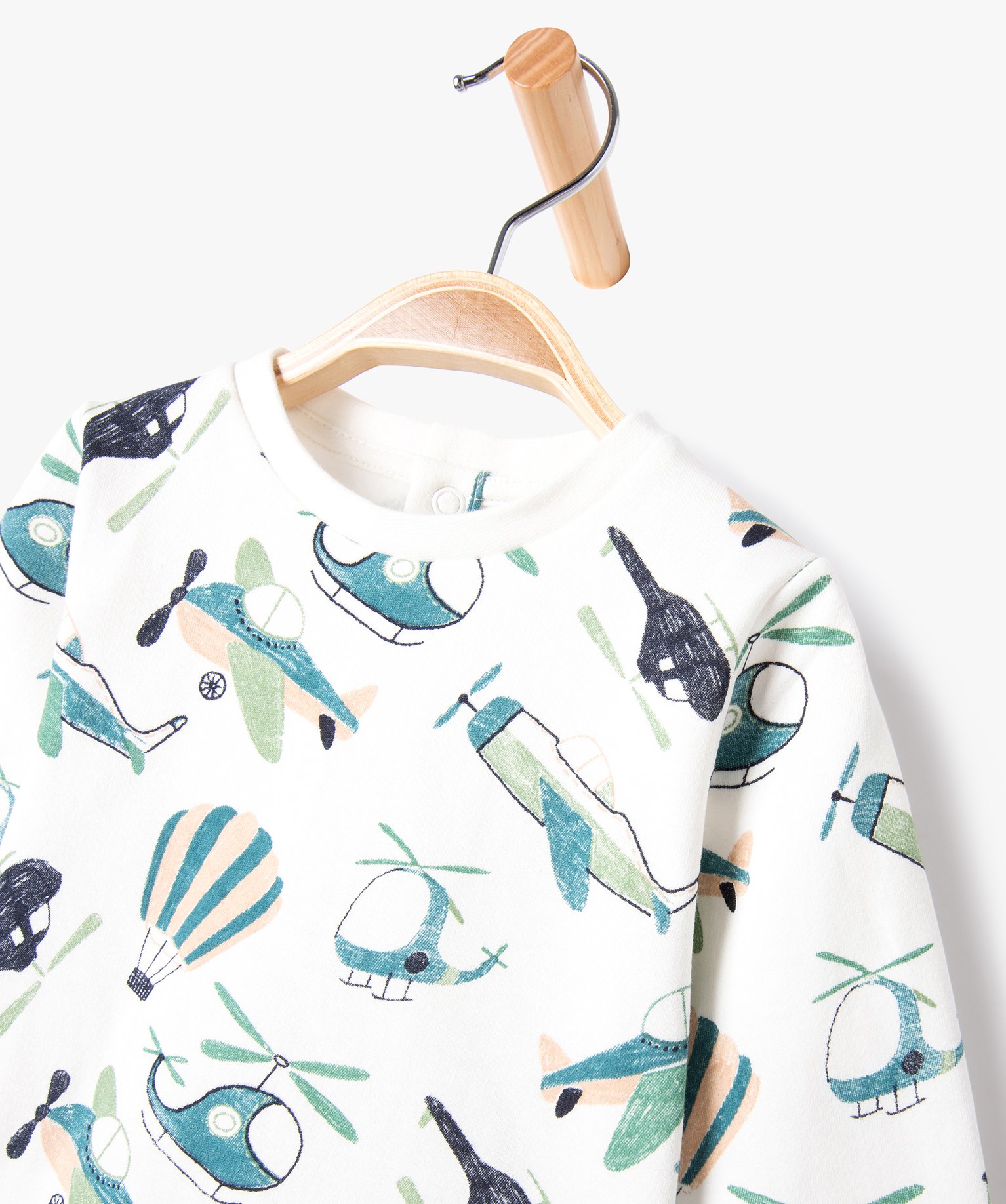 Pyjama 2 pièces en molleton imprimé bébé ecru | GEMO