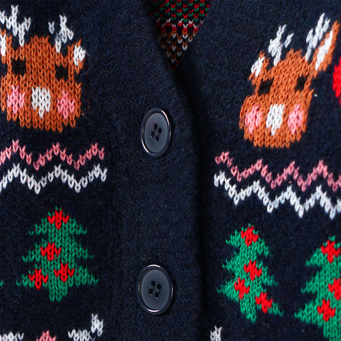 Mädchen Weihnachtsstrickjacke gemustert dunkelblau