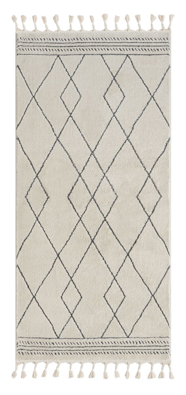 MyFlair Teppich Moroccan Deluxe, 100 cm x 200 cm, Farbe weiß, rechteckig, Florhöhe 19mm