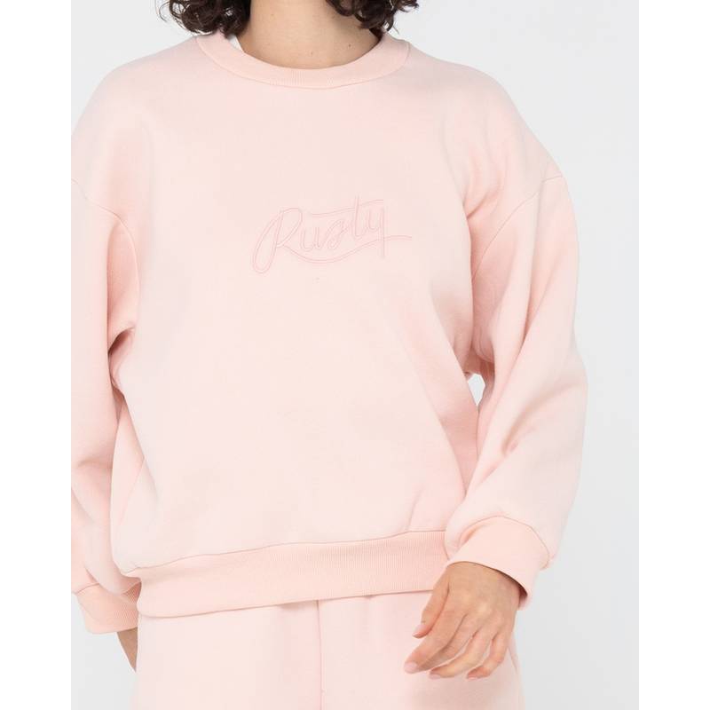 RUSTY RUSTY SCRIPT OVERSIZE CREW NECK FLEECE Rundhalspullover Damen