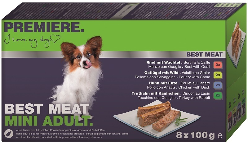 PREMIERE Hundenassfutter PREMIERE Best Meat Mini Adult Multipack 8x100g