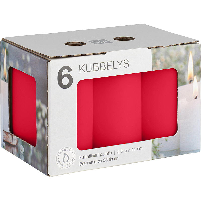 Vie Home Kubbelys 6-pk 6x11 cm rød