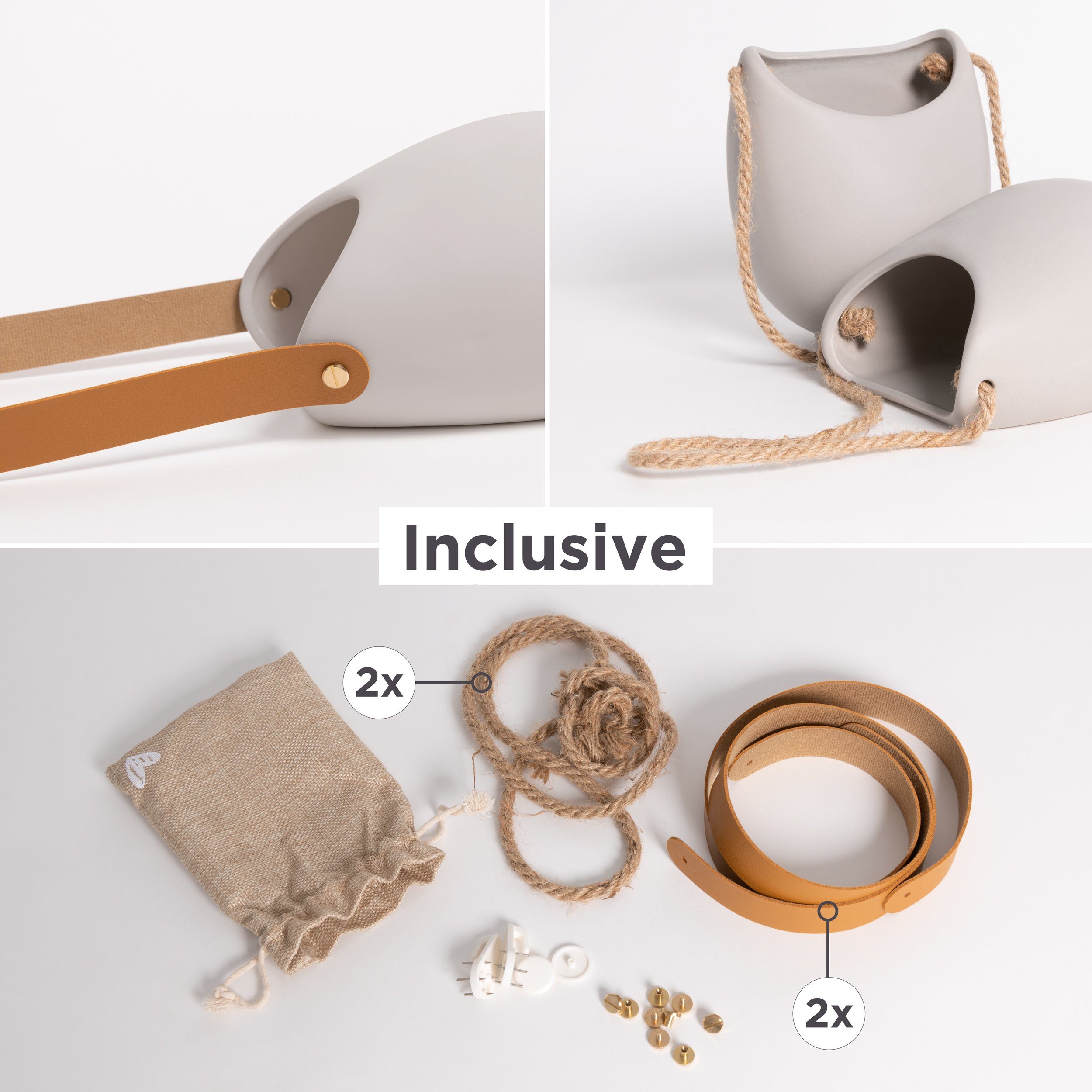 KAZAI. Blumentopf Keramik Wandvasen (Set, aus 2 Töpfen inkl. verschiedener Aufhänger, ohne Bohren), Wand-Blumentöpfe als originelle Wohn-Deko