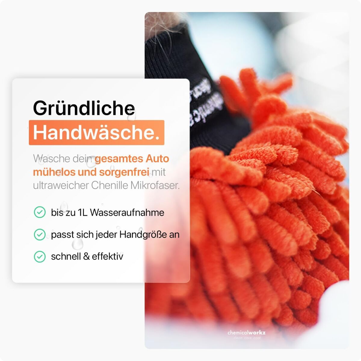 chemicalworkz Chenille Wash Mitt Orange