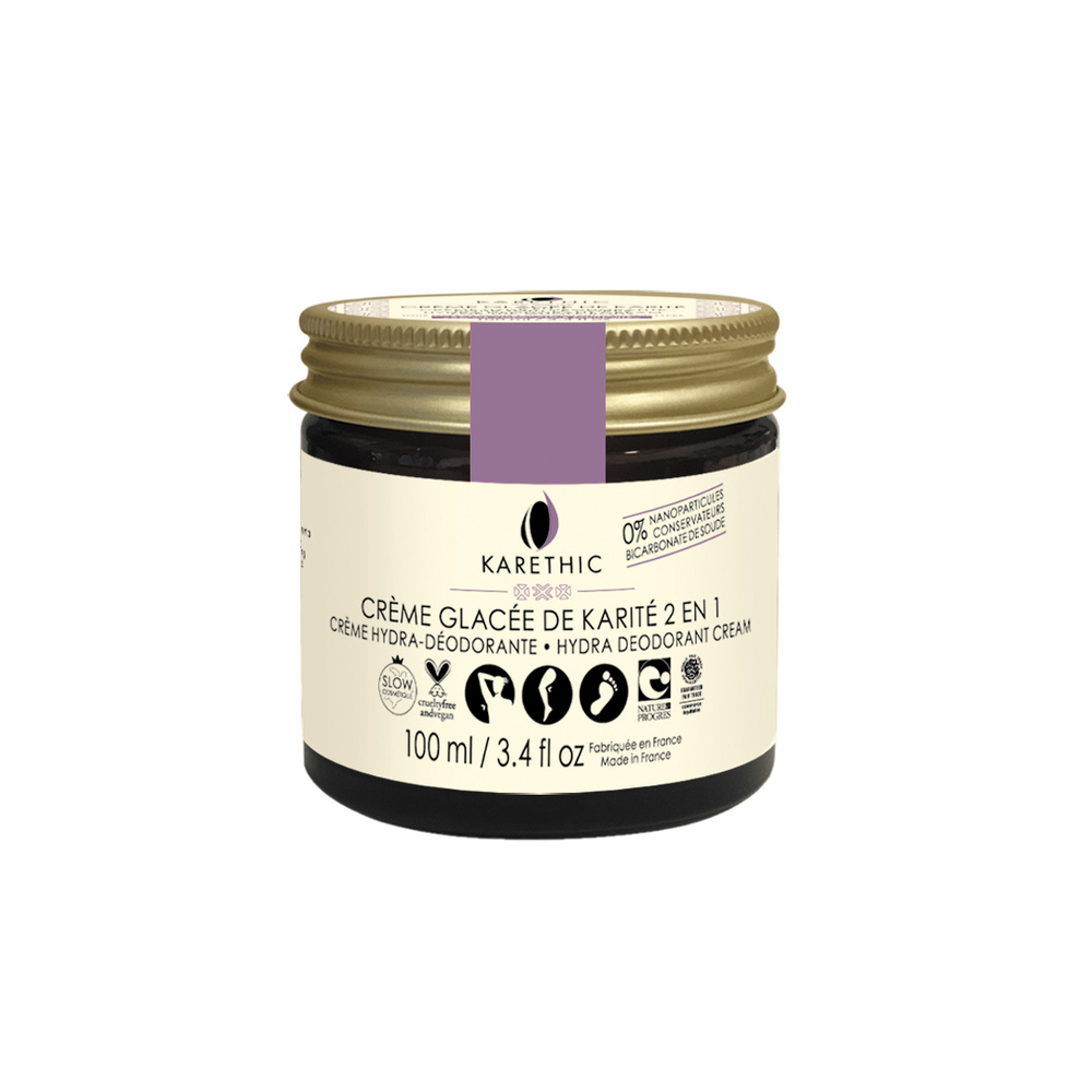 KARETHIC Crème glacée de Karité 2-en-1 Hydra Déodorante sans huile essentielle Crème hydratante déodorante
