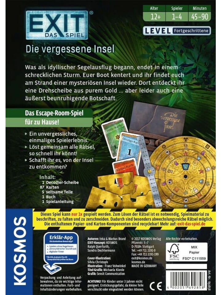 Kosmos EXIT® Die vergessene Insel (F) in Mehrfarbig ab 10 Jahre günstig kaufen onesize