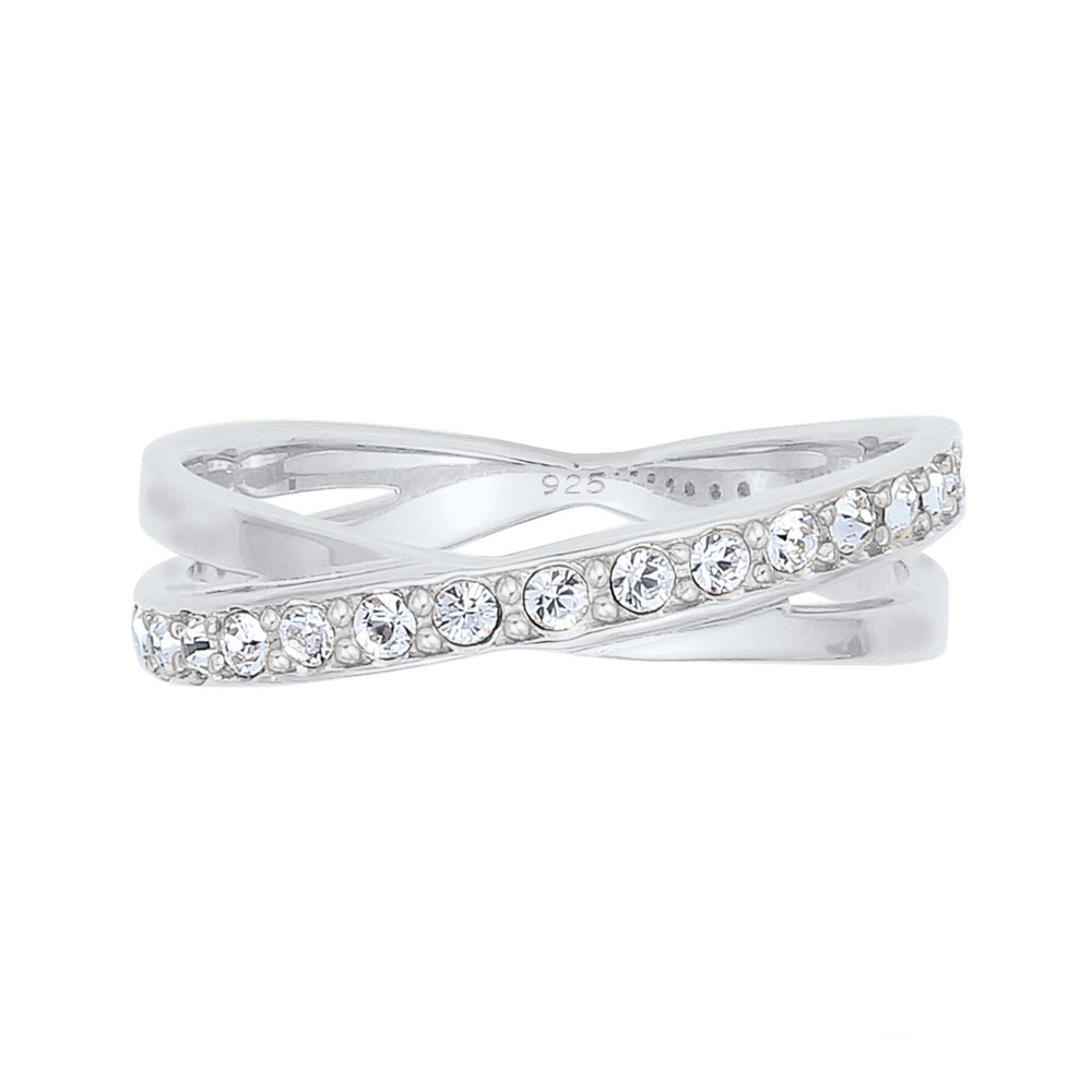 Elli Elli Bague Femmes Enroulement Élégant avec Cristaux en Argent Sterling 925 Bague