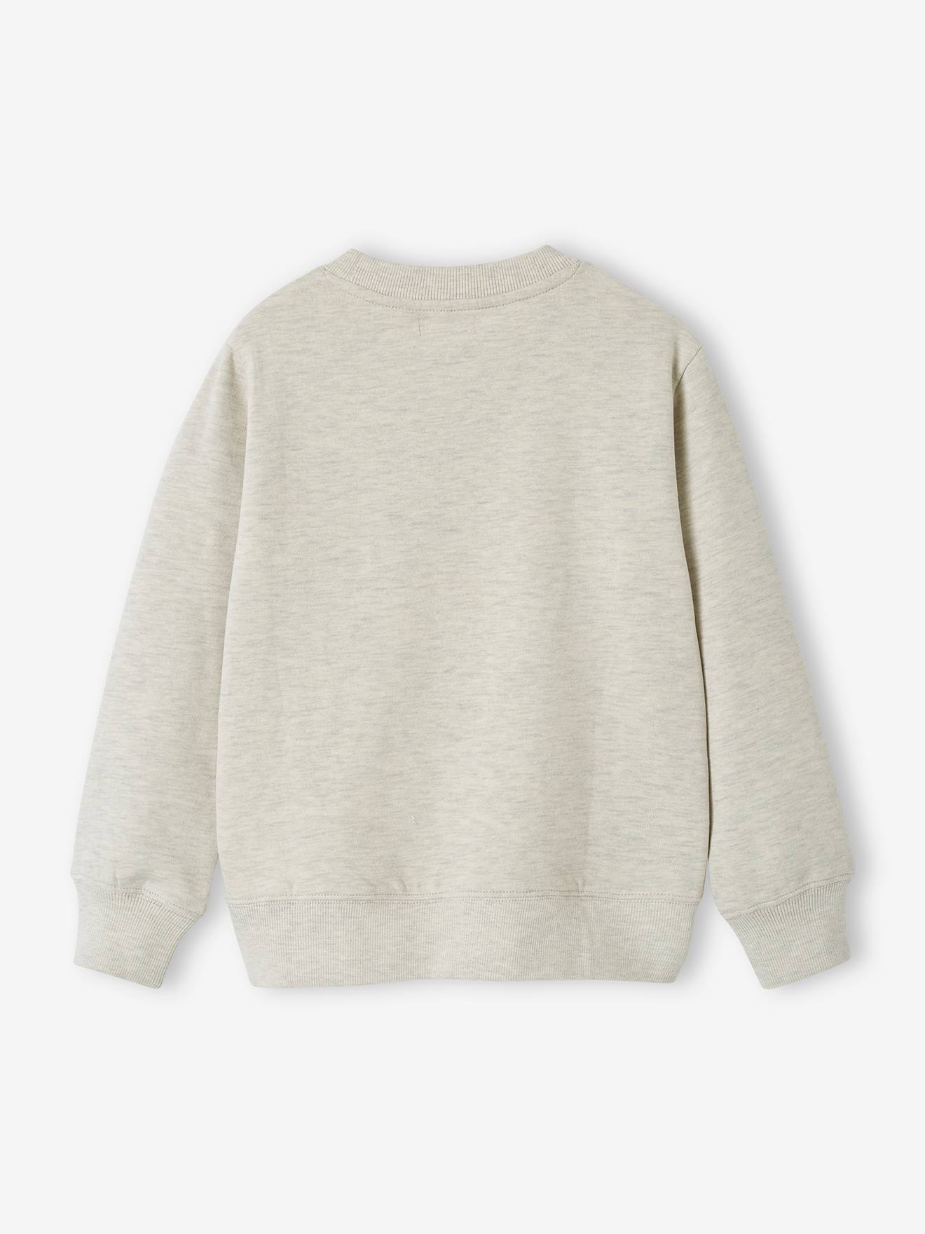 Vertbaudet Jungen Sweatshirt mit Print BASIC Oeko-Tex - beige meliert
