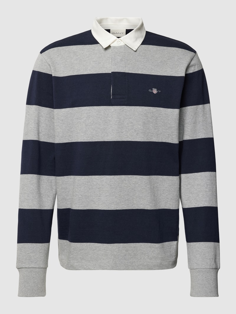 Sweatshirt mit Streifenmuster Modell 'SHIELD' in mittelgrau meliert