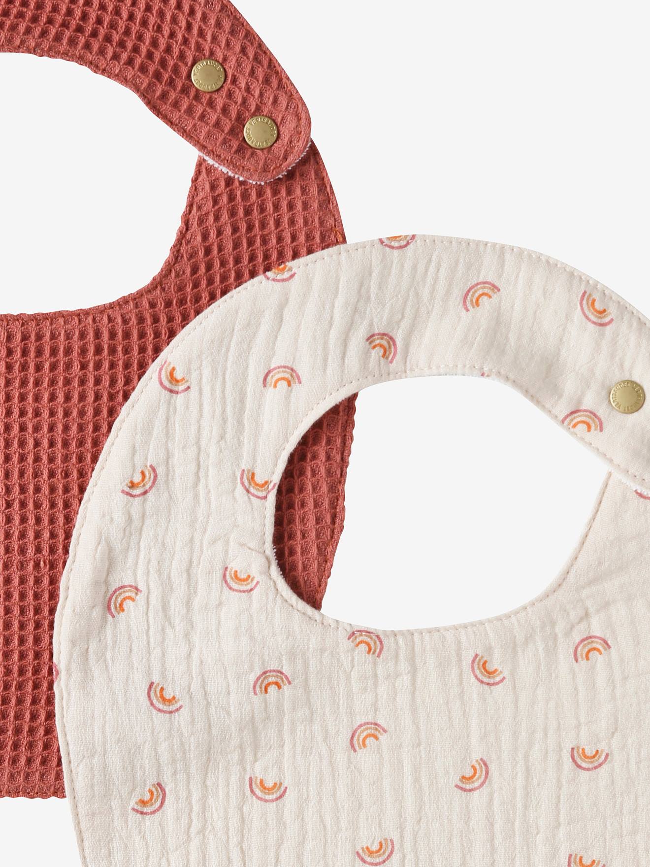 Lot de 2 bavoirs naissance terracotta