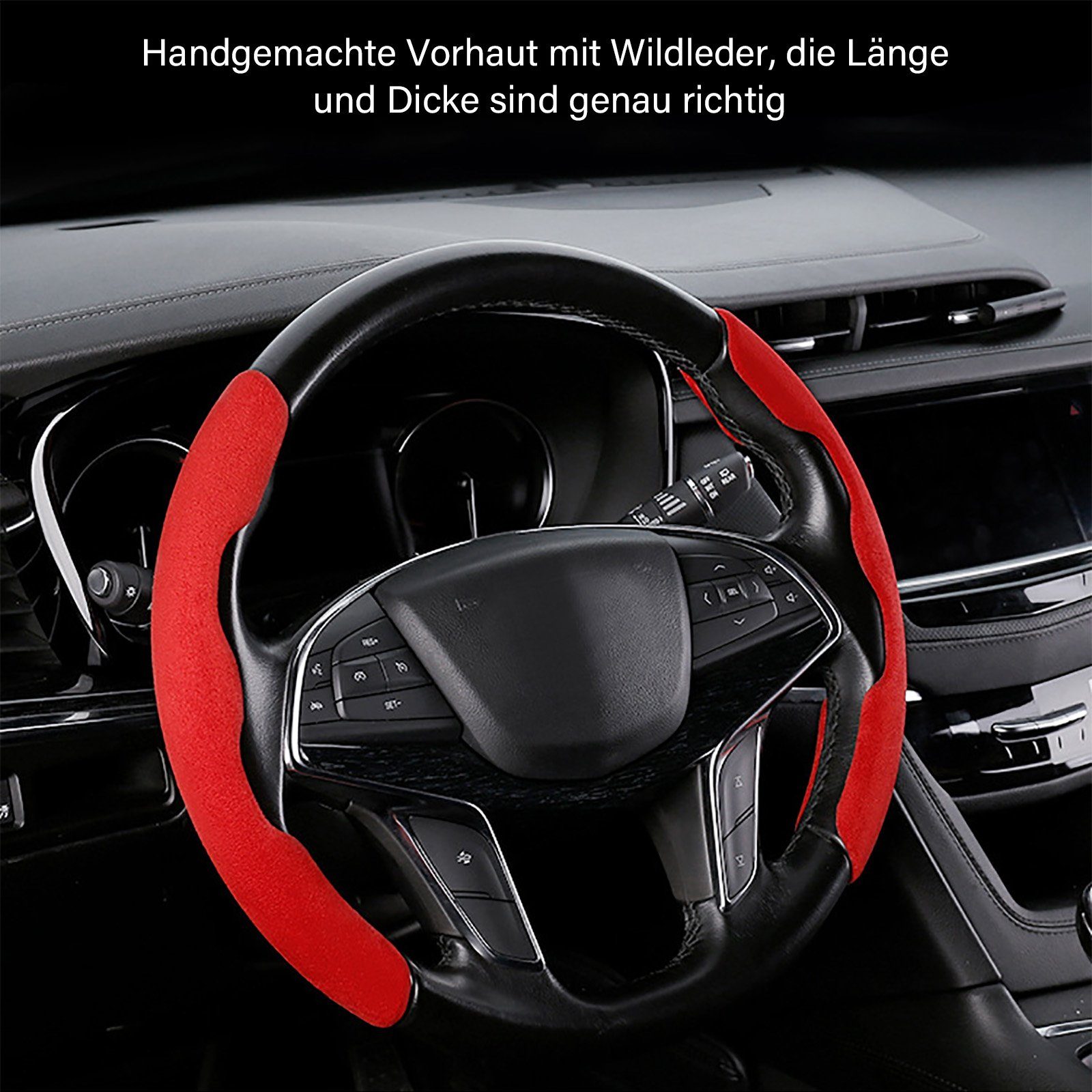 CALIYO Autokleiderbügel Lenkradbezug Four Seasons Universal-Lenkradbezugr-Anti-Rutsch-Plüsch-Lenkrad-Kartenhüllen-Innenausstattung, Schützt Lenkradbezüge vor Kratzern, Verblassen und Abnutzung/Schützt die Hände vor Hitze und Kälte