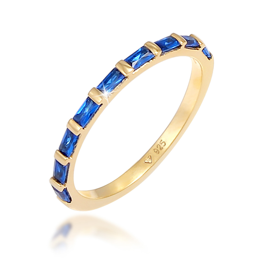 Elli PREMIUM Elli PREMIUM Bague Femmes Bande Étincelante Saphirs Synthétiques en Argent Sterli Bague